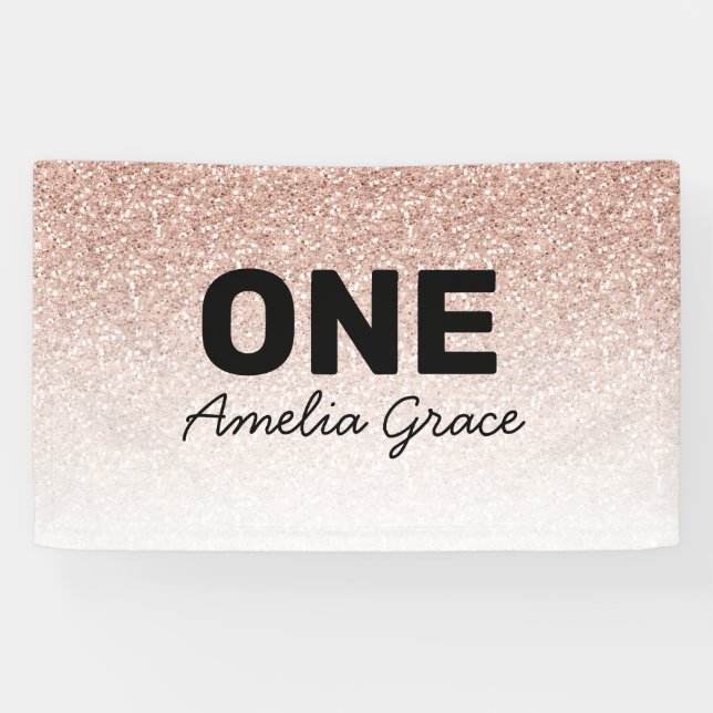 Banderoles Rose Rose Gold Parties scintillant Premier anniver (Horizontal)
