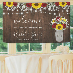 Banderoles Rose Rustique Tournesols Jar String Mariage