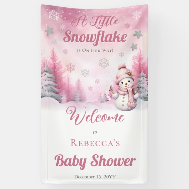 Banderoles Rose Un Petit Feu De Neige | Baby shower Fille de  (Vertical)