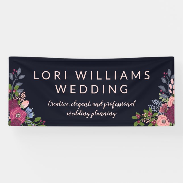 Banderoles Roses et hydrangeas - Nom commercial (Horizontal)