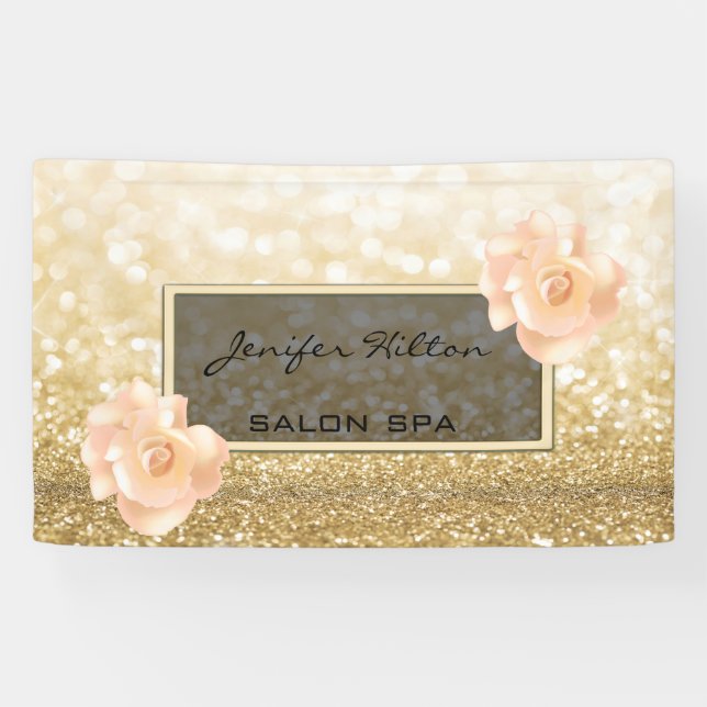 Banderoles Roses glorieux chic moderne glittery (Horizontal)