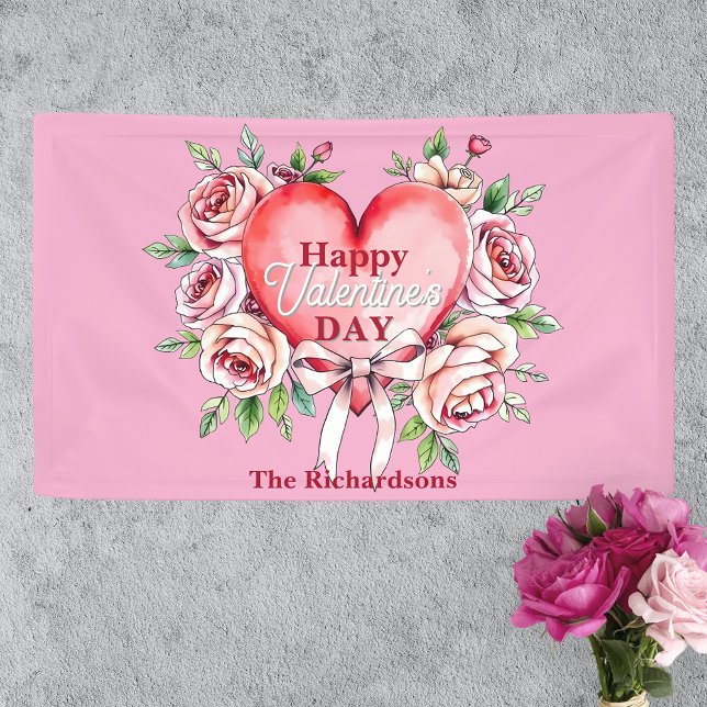 Banderoles Roses romantiques et coeur Saint Valentin (Créateur téléchargé)