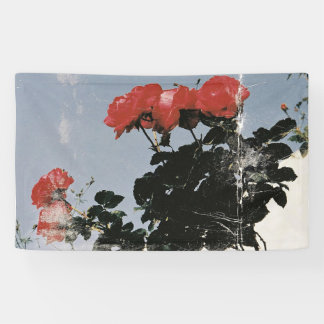Banderoles Roses rouges vintage sur un ciel bleu