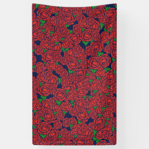 Banderoles Roses rouges vintages Motif Valentine Fleurs d'art