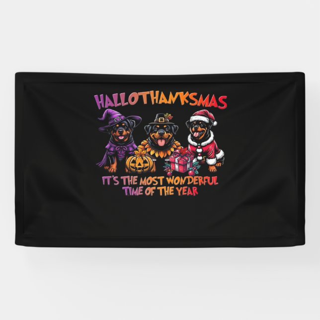 Banderoles Rottweiler Halloween Thanksgiving Noël Classi (Horizontal)