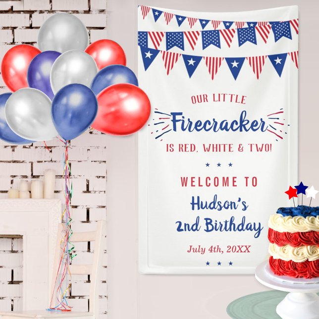 Banderoles Rouge, Blanc & Deux ! 4 juillet 2e anniversaire (Créateur téléchargé)