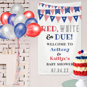 Banderoles Rouge, Blanc & Due ! baby shower 4 juillet