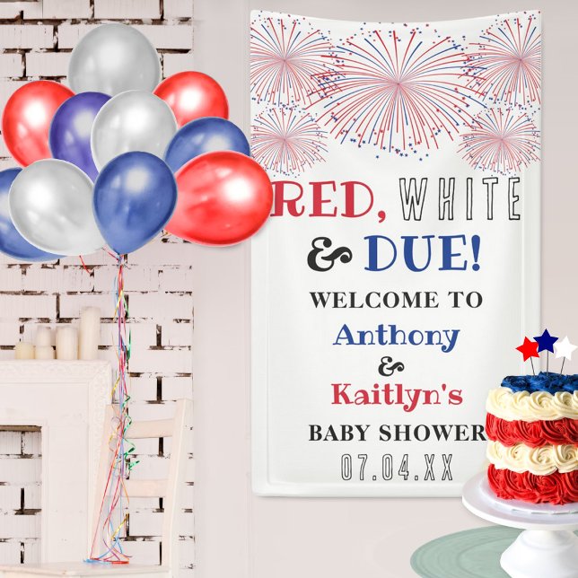 Banderoles Rouge, Blanc & Due ! baby shower 4 juillet (Créateur téléchargé)