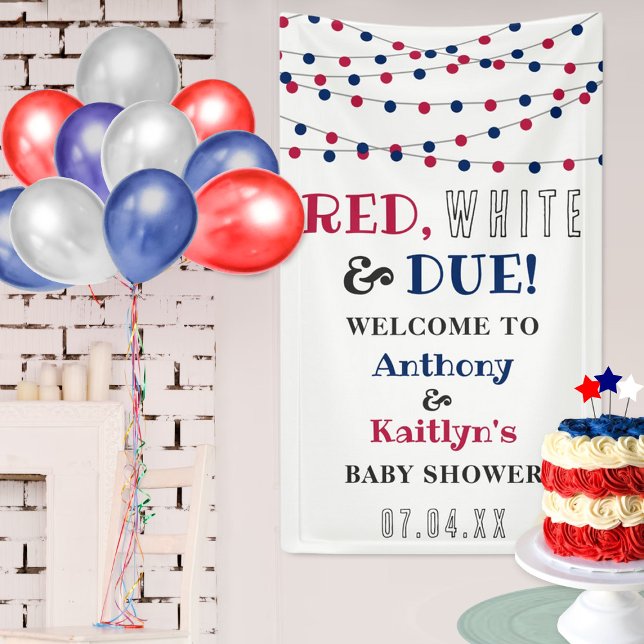 Banderoles Rouge, Blanc & Due ! baby shower 4 juillet (Créateur téléchargé)