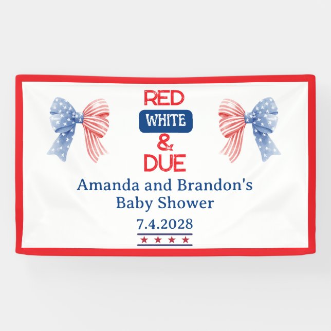 Banderoles Rouge/blanc et quatrième Baby shower (Horizontal)