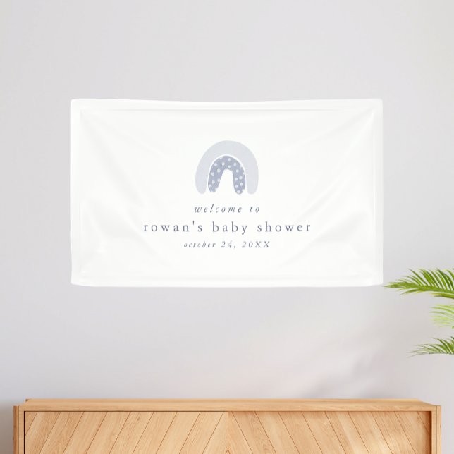 Banderoles ROWAN Summer Boho Blue Boho Rainbow Baby shower (ROWAN Summer Boy Blue Boho Rainbow Baby Shower Banner)
