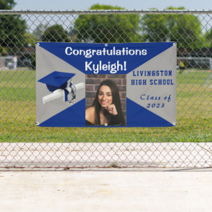 Banderoles Royal Blue and Grey Vinyl Graduation Photo