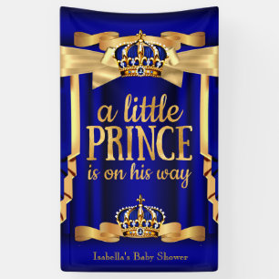 Banderoles Royal Blue Faux Gold Foil Baby shower Couronne
