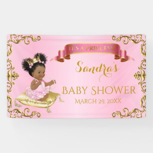 Banderoles Royal Princess Baby Girl sur l'or rose Coussin