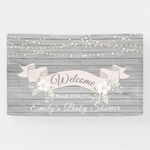 Banderoles Ruban rustique gris baby shower