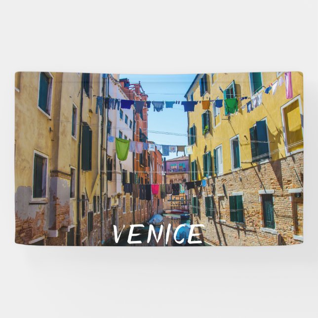 Banderoles Rue à Venise avec lave-linge Italie (Horizontal)
