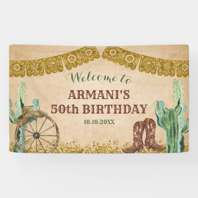 Banderoles Russe Texas Western Cowboy Anniversaire Grande ban (Horizontal)