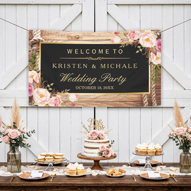 Banderoles Rustic Country Bois Noeud Floral Party de mariage (Créateur téléchargé)