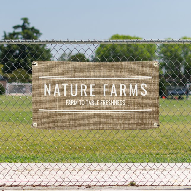 Banderoles Rustic Farmers Market Stand Burlap Banner – Nature (Insitu)