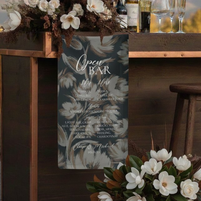 Banderoles Rustic Floral Bar Menu Wedding Reception Decor (Rustic Floral Bar Menu Wedding Reception Decor Banner)