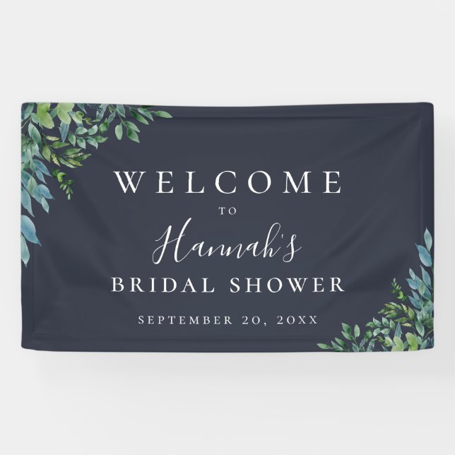 Banderoles Rustic Forest Foliing Navy Blue Party (Horizontal)