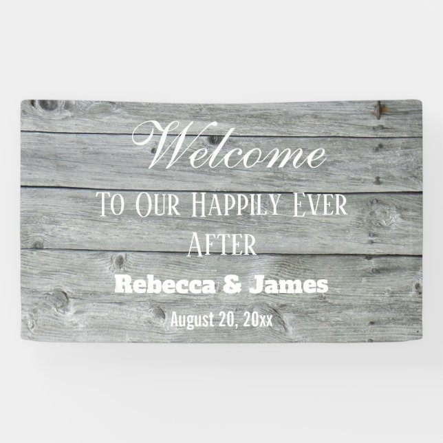 Banderoles Rustic Heureux Après Un Mariage campagnard Accueil (Horizontal)