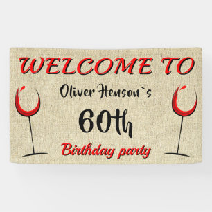 Banderoles Rustic Red Wine Glass 60e anniversaire