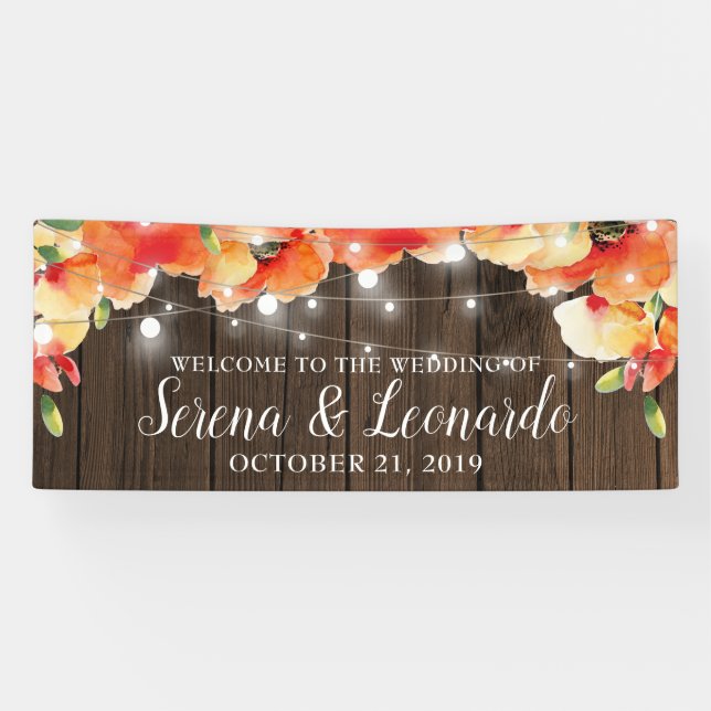 Banderoles Rustic String Lights Poppy Mariage Bienvenue (Horizontal)