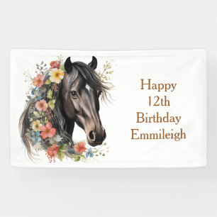 Banderoles Rustique Floral Horse 12e anniversaire