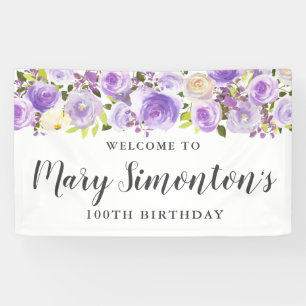 Banderoles Rustique Purple Floral Greenery 100e anniversaire