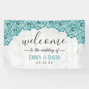 Banderoles Rustique Succulent Floral Grange Mariage en bois B