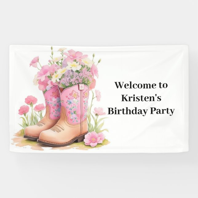 Banderoles Saddle Sweetness Cowboy et Cowgirl Anniversaire (Horizontal)
