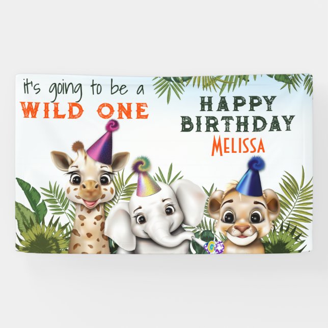 Banderoles Safari animal sauvage fête d'anniversaire (Horizontal)