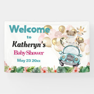 Banderoles Safari Animaux Conduire Par Baby shower BIENVENUE 