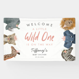 Banderoles Safari Animaux Fille Baby shower Bienvenue Bannièr