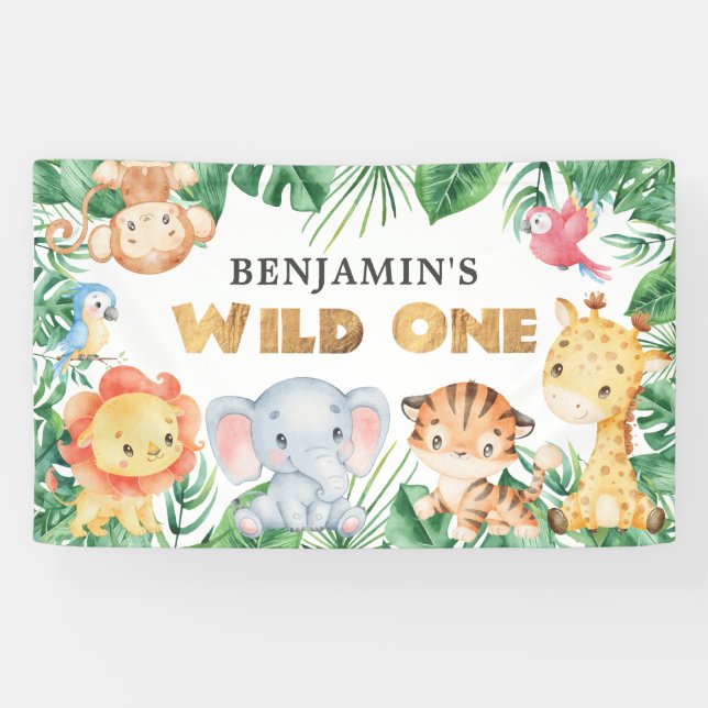 Banderoles Safari Animaux Wild One 1st Birthday Banner (Horizontal)