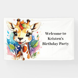 Banderoles Safari Baby Giraffe Personnalisé Anniversaire