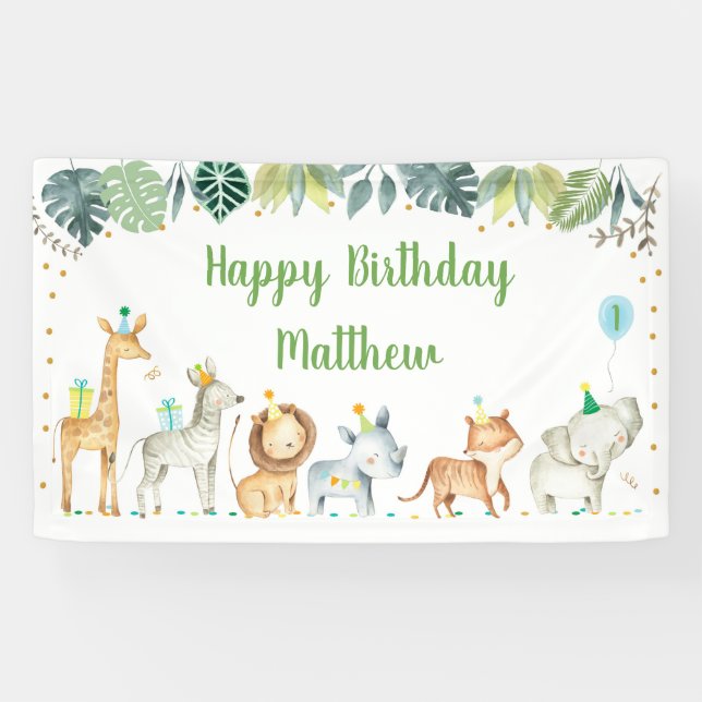 Banderoles Safari Party Animal Jungle Anniversaire (Horizontal)