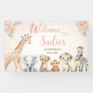Banderoles Safari Sweet Girl Floral Anniversaire 