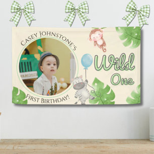 Banderoles Safari Wild One 1 Photo Aquarelle 1er Anniversaire