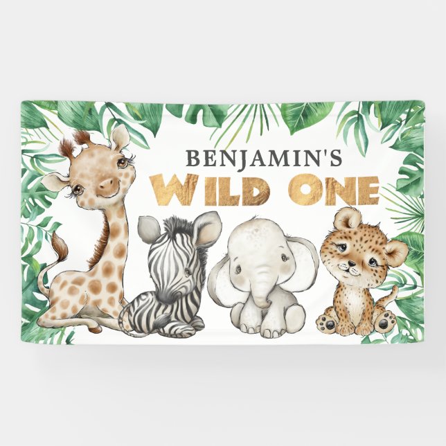 Banderoles Safari Wild One Birthday Banner (Horizontal)