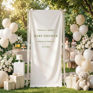 Banderoles Sage Élégant Minimaliste Baby Shower Personnalisé