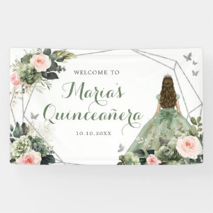 Banderoles Sage Green Blush Rose Girl Sweet sixteen Anniversa