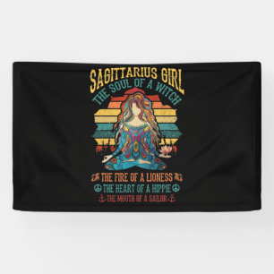 Banderoles Sagittarius Girl Yoga Black Women Cadeaux d'annive