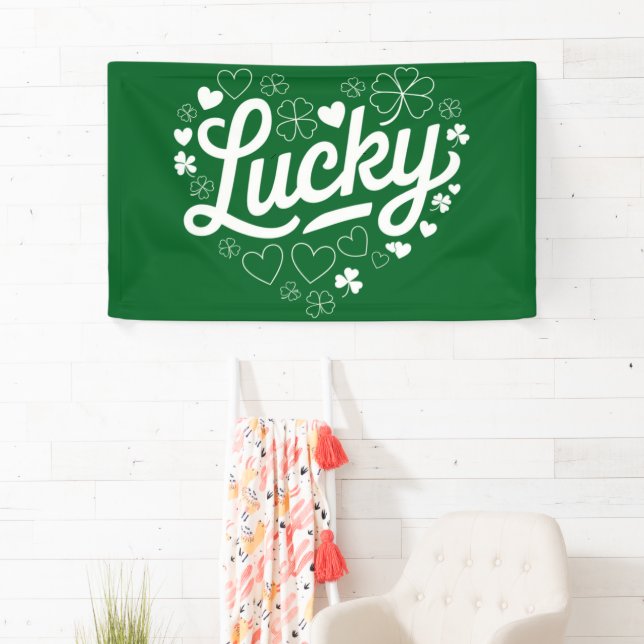 Banderoles Saint Patrick's Day Heart Lucky Clover Shamrock (En situation)
