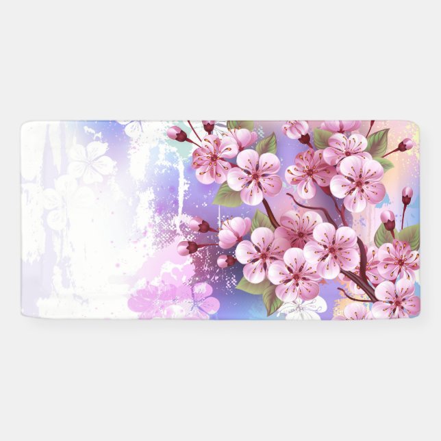 Banderoles Sakura rose sur la peinture Arrière - plan (Horizontal)