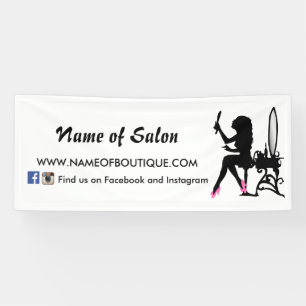 Banderoles Salon de beauté et de coiffure pour fille rose et