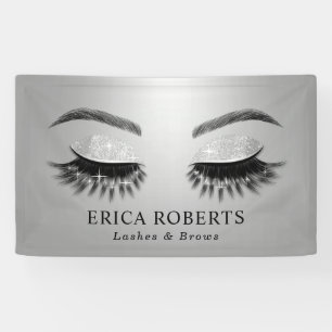 Banderoles Salon de beauté Lashes & Brows Moderne Argent