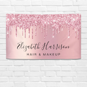 Banderoles Salon de beauté Parties scintillant rose