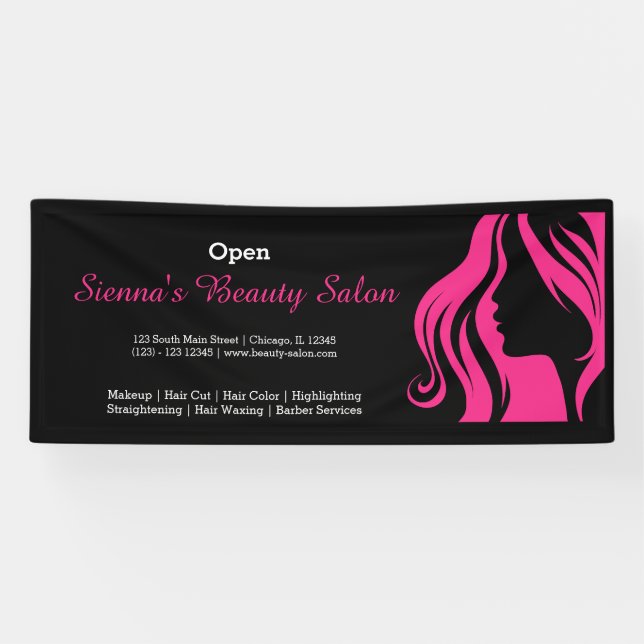 Banderoles Salon de beauté (rose profond) (Horizontal)